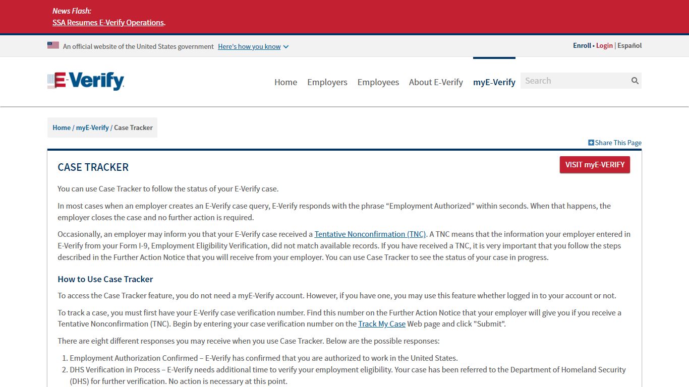 Case Tracker - E-Verify